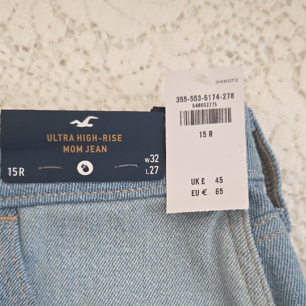 Hollister Women's Ultra High Rise Patchwork Mom Jeans Size 15 - Picture 4 of 5